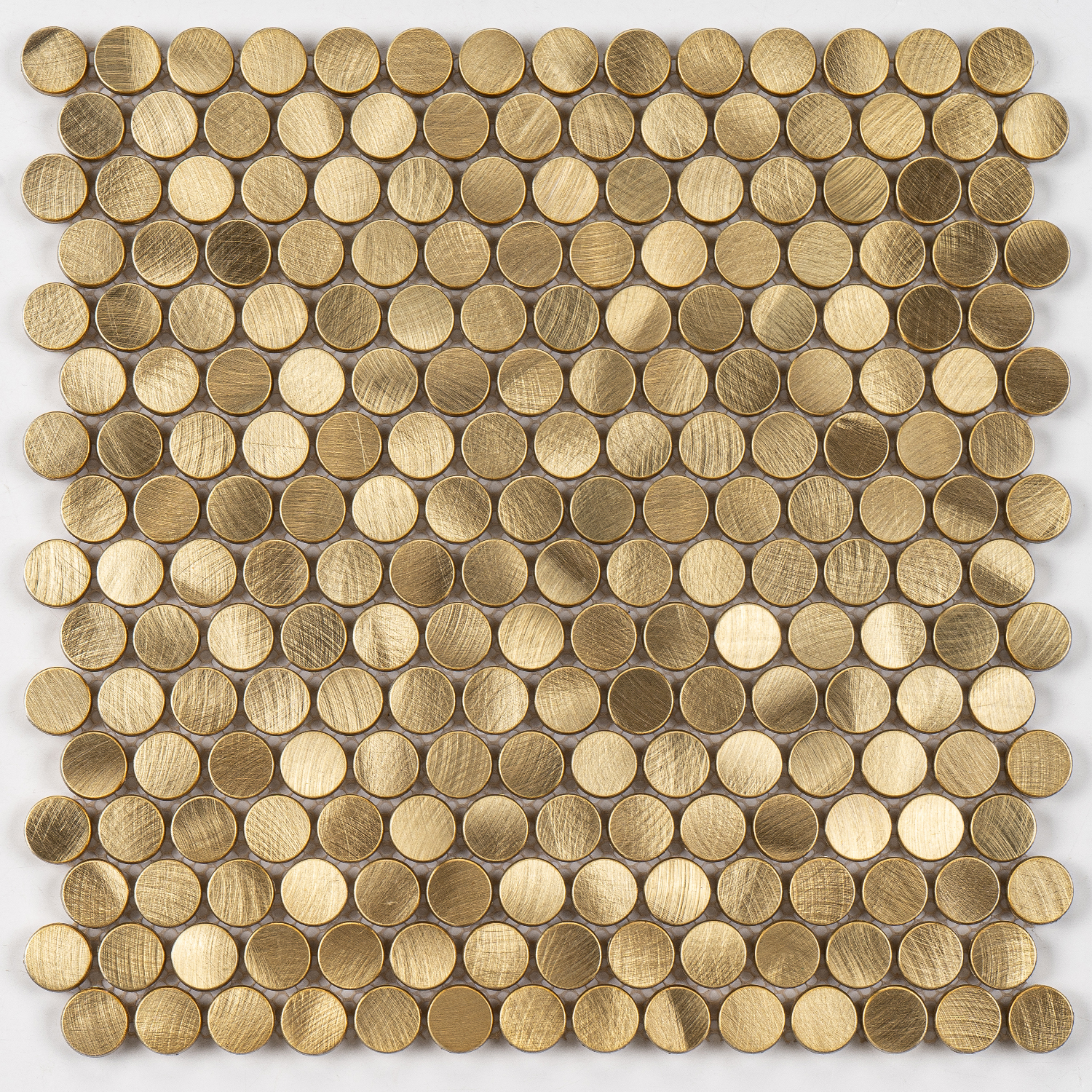 Okrągłe płytki mozaikowe Copper Maleen Brushed 