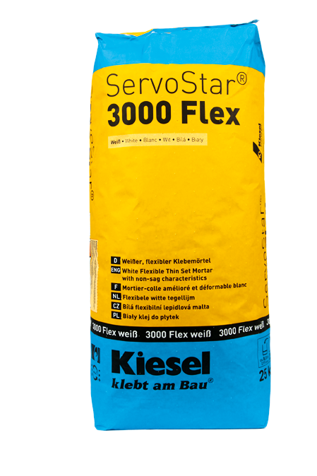 Fliesenkleber für Wandfliesen und Bodenfliesen von Kiesel ServoStar 3000 Flex weiß-BEN10022 Fliesenkleber für Wandfliesen und Bodenfliesen von Kiesel ServoStar 3000 Flex weiß-BEN10022