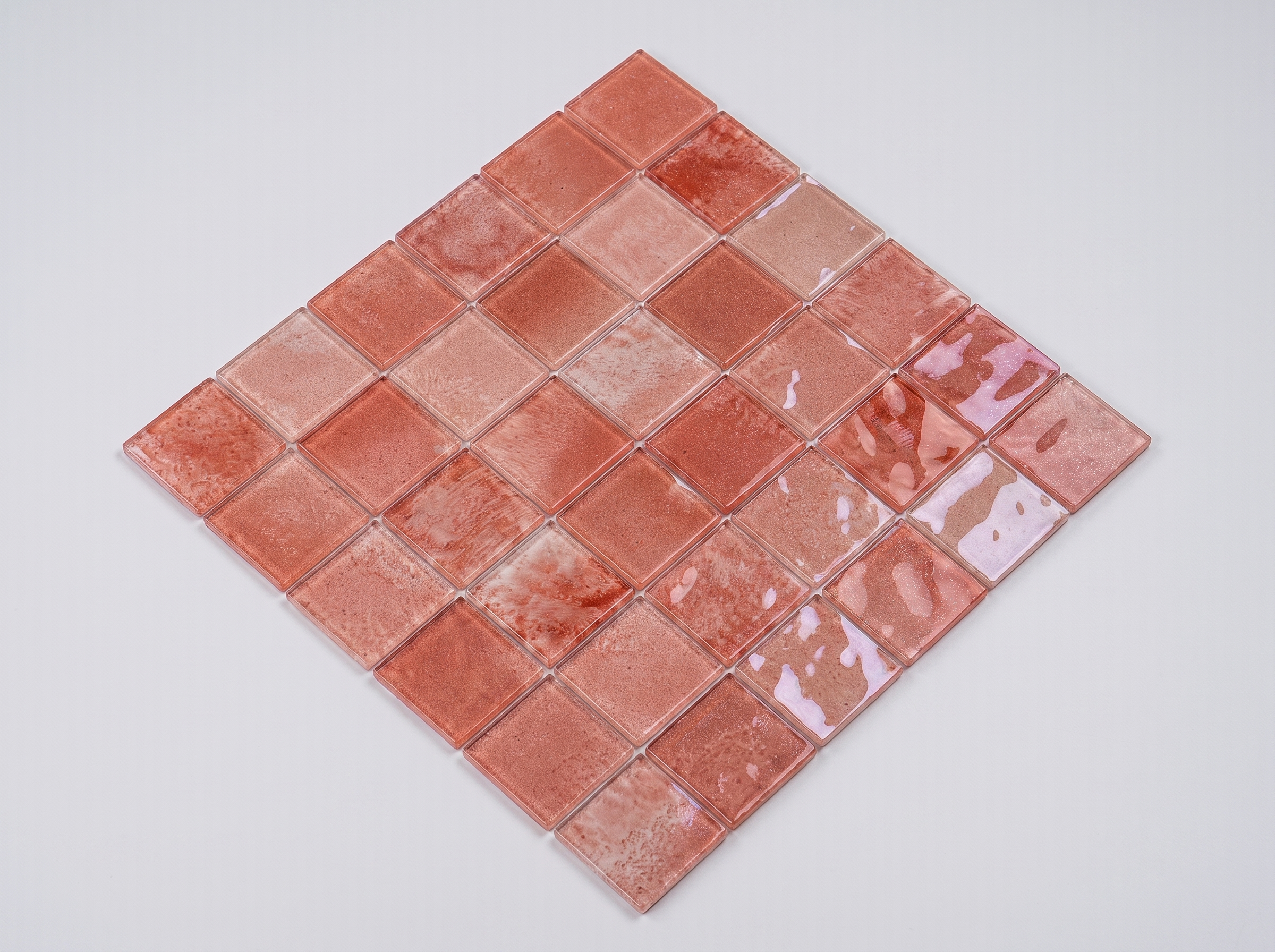 Glasmosaik Mosaikfliese Nizza 48×48 mm Korall
