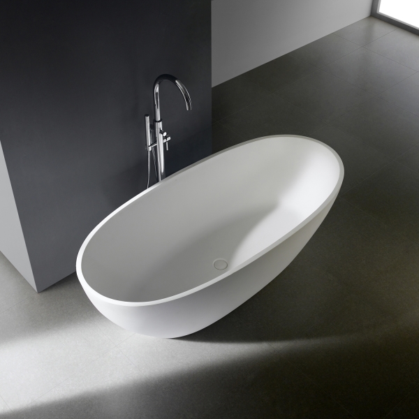 Ovale freistehende Badewanne aus Mineralguss Minu Two  170x77,5cm -BEN10001