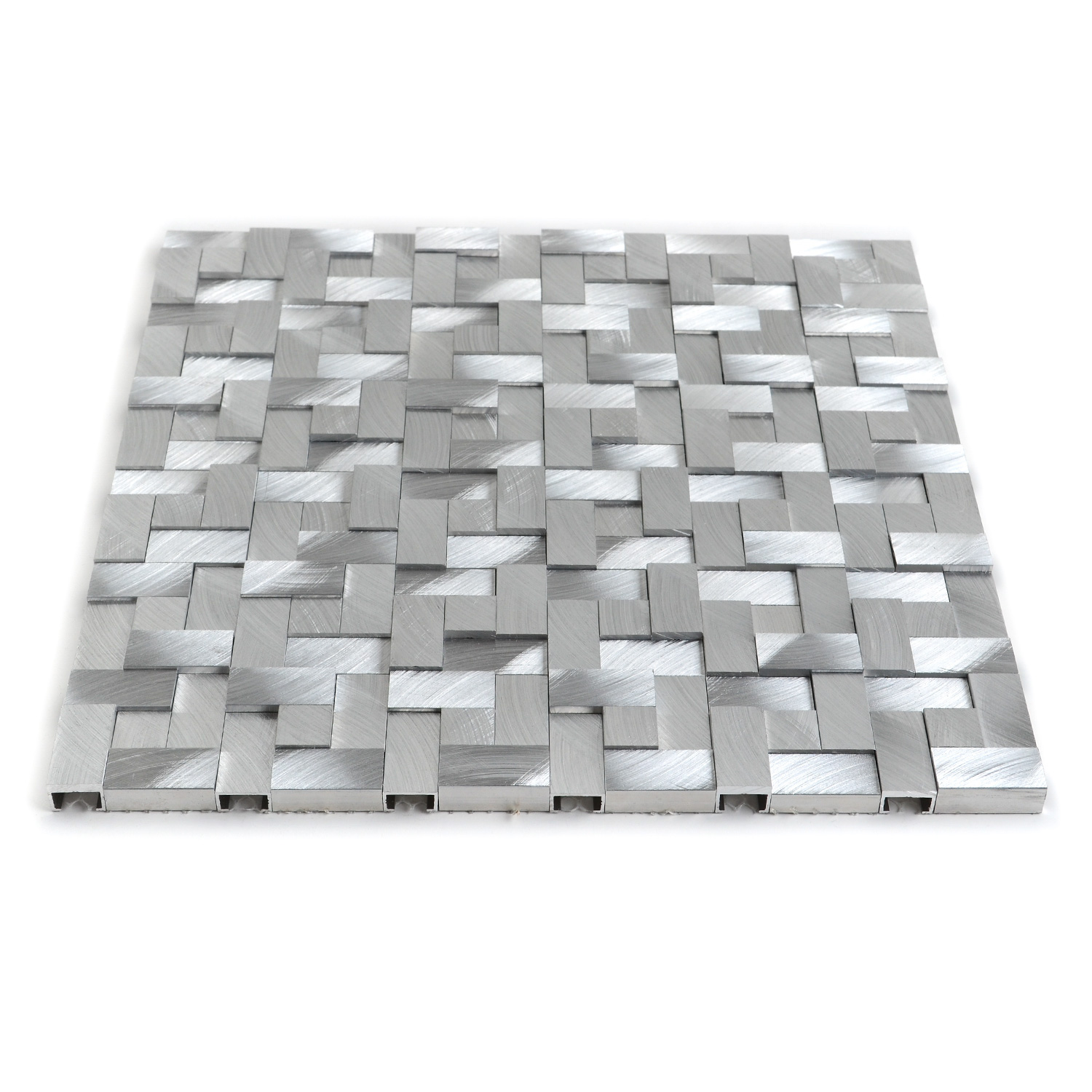 Aluminium Mosaikfliesen Maila Gebürstet  3D Silber-BEN10214