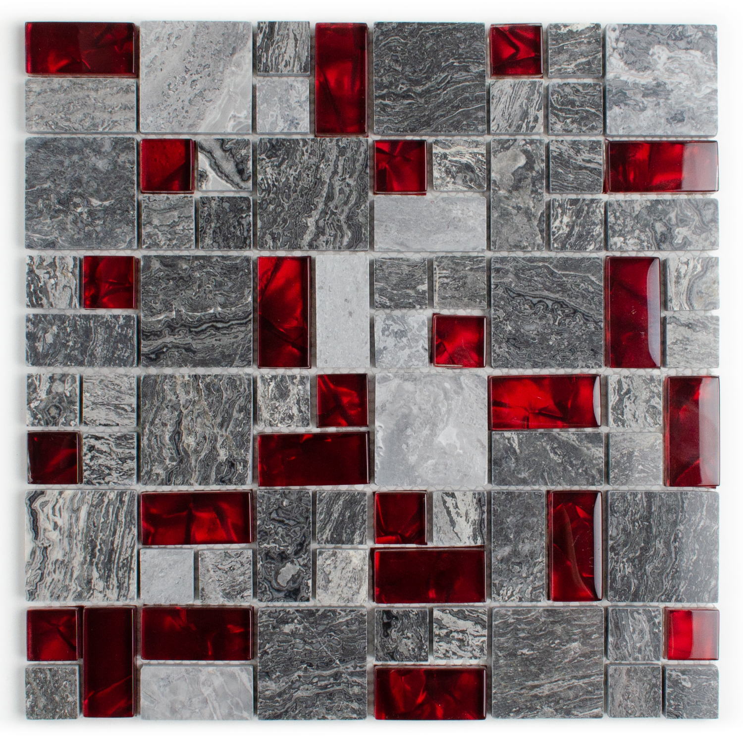 Mozaika szklana czerwona Mozaika z kamienia naturalnego Abigal Stone Mix
