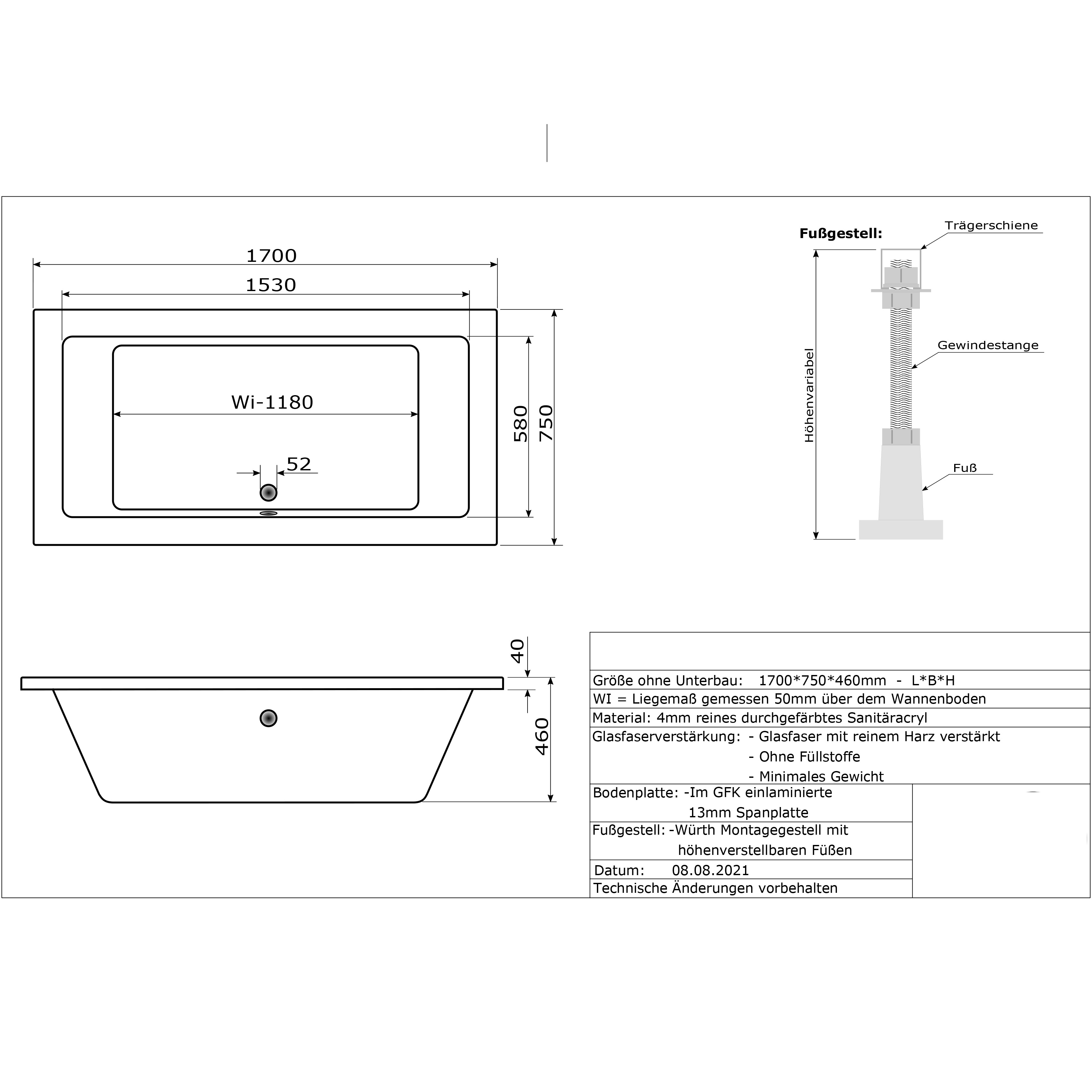 Badewannen Whirlpool mit 24 Massagedüsen Spa Bali Tenganan TWO in weiss MADE IN GERMANY-BEN10152.140