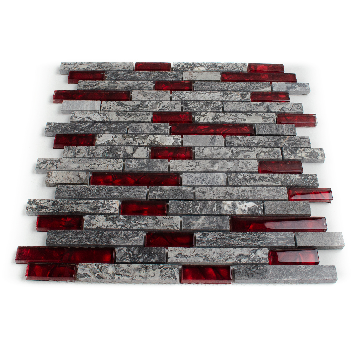 Mozaika szklana Czerwona Mozaika z kamienia naturalnego Abigal Brick