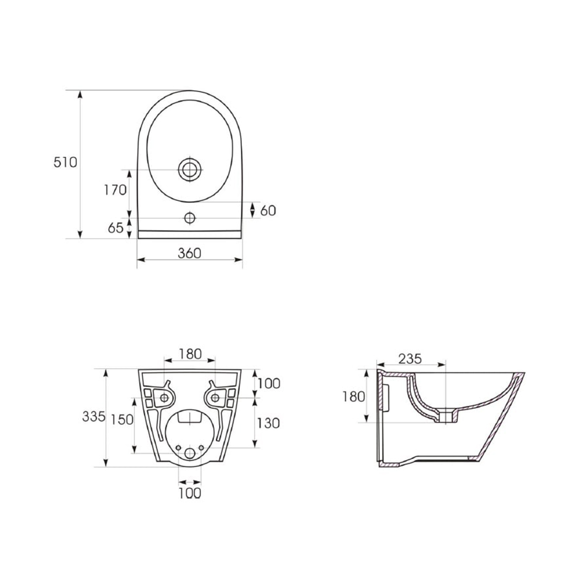 Bidet Danpasar Wandhängend Keramik Wand-Bidet rechteckig Weiß-BEN10096 Bidet Danpasar Wandhängend Keramik Wand-Bidet rechteckig Weiß-BEN10096