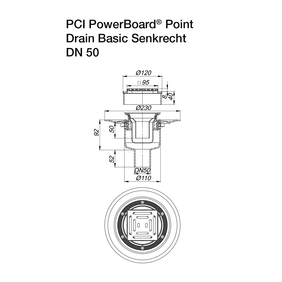 Bodenabläufe PCI PowerBoard Point Drain Basic-BEN10197.2